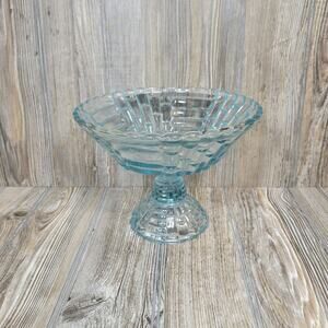 Vintage Jeannette Glass Louisa Starlight Blue Fruit Bowl Floral